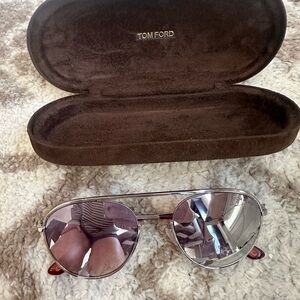 Tom Ford Silver Aviator Sunglasses
